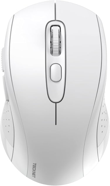TECKNET Bluetooth Mouse, 4000DPI Wireless Mice for Laptop 2-in-1(BT 5.0/3.0+2.4Ghz) Computer Portable PC Mouse Wireless with USB Receiver for Mac (USB-A+Bluetooth), White