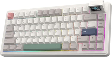 EPOMAKER RT82 Wireless Mechanical Keyboard with Screen QMK VIA Custom 2.4GHz USB-C BT5.0 RGB Backlit Gasket 5-Paddings PBT Keycaps Hot-Swap Gaming Keyboard (Creamy Jade)