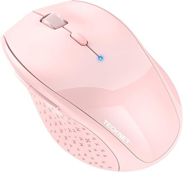 TECKNET Bluetooth Mouse, 4800 DPI Wireless Mouse, 2-Year Battery 6 Adjustable DPI, 6 Buttons Compatible with Laptop/Windows/Computer - Pink