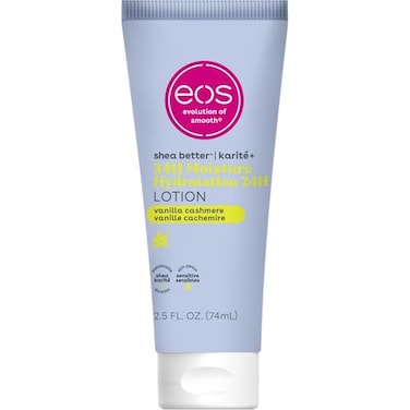 Eos 24H Moisture Travel Body Lotion- Vanilla Cashmere, Travel Size Essential, Toiletries, Mini Body Lotion For Dry Skin, 2.5 Fl Oz