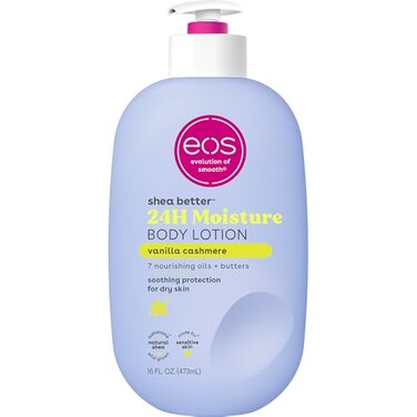 Eos Shea Better Body Lotion- Vanilla Cashmere, 24-Hour Moisture Skin Care, Lightweight &amp; Non-Greasy, Made With Natural Shea, Vegan, 16 Fl Oz