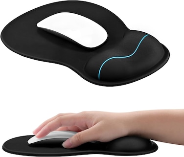 EooCoo Mouse Pad with Gel Pad Rest Wrist Support and Anti Slip Silicone Base, Durable and Washable Ergonomic Mouse Mat, Matt Mousepad Desk Accessories for PC Laptop Computer Mice - Black