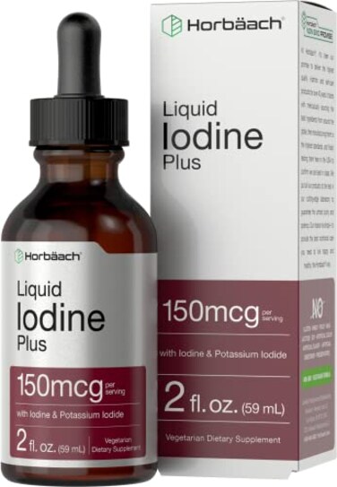 Horb&auml;ach Iodine Liquid Drops, 2 Fl Oz, 150 Mcg, Iodine &amp; Potassium Iodide Liquid Tincture, Vegetarian, Non-GMO, Gluten Free Supplement