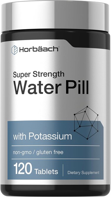 Horb&auml;ach Water Pills, Super Strength, 120 Tablets, Vegetarian, Non-Gmo &amp; Gluten Free Supplement