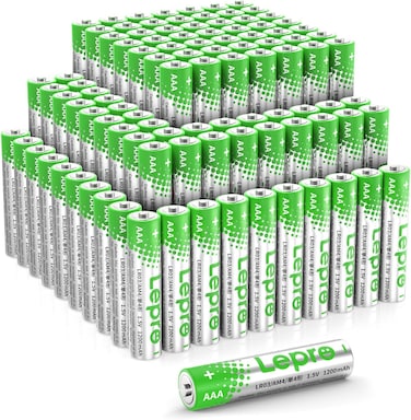 Lepro AAA Alkaline Batteries 100 Pack, 1200mAh Triple A Battery with Anti-Leakage Technology, High Capacity, Long Lasting Power, 1.5 Volt LR03 MN2400 AAA Battery Pack for Clocks Remotes Mouse Torch