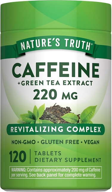Nature's Truth Caffeine Tablets Plus Green Tea Extract, 120 Count