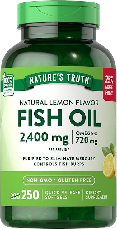 Nature's Truth 1200mg Omega-3 Fish Oil Softgels, 250 Count