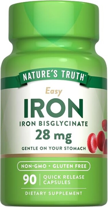 Nature's Truth Easy Iron Caps, Iron Bisglycinate, Non-Gmo, Gluten Free