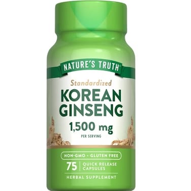 Standardized Korean Ginseng, 1,500 mg, 75 Quick Release Capsules
