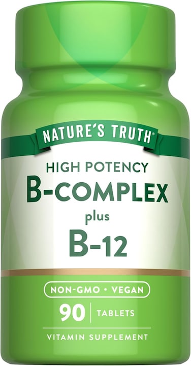 Nature's Truth Vitamin B Complex, Plus B12, High Potency, 90 Tablets, Vegetarian, Vegan, Non-GMO, Gluten Free Supplement