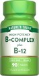Nature's Truth Vitamin B Complex, Plus B12, High Potency, 90 Tablets, Vegetarian, Vegan, Non-GMO, Gluten Free Supplement