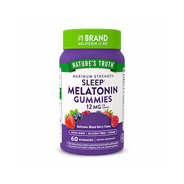 Nature&rsquo;s Truth Maximum Strength Sleep Melatonin Gummies 12mg Mixed Berry 60 Gummies