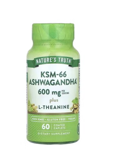 Ksm-66 Ashwagandha Plus L-Theanine, 60 Caplets
