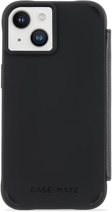 Case-Mate Wallet Folio iPhone 14 Case - Black [10Ft Drop Protection] [Compatible With Magsafe] Magnetic Flip Folio Cover Made With Genuine Pebbled Leather, Landscape Stand, Cash &amp; Card Holder