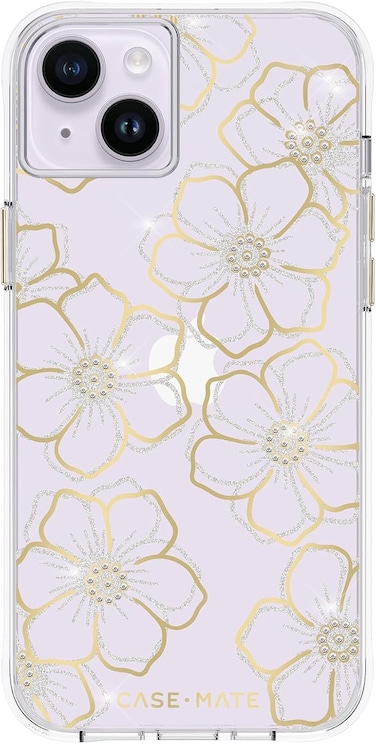 Case-Mate iPhone 14 Case - Floral Gems - With 10Ft Drop Protection &amp; Wireless Charging - Luxury Bling Sparkly Rhinestones Case For iPhone 14 - Lightweight, Anti Scratch, Shock Absorbing Materials