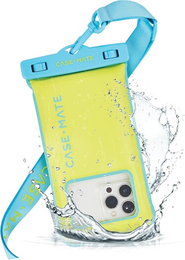 Case-Mate, IP68 Waterproof Phone Pouch [Touchscreen Compatible], Floating Waterproof Phone Case With Crossbody Lanyard For iPhone 14 Pro Max/ 13 Pro Max/ 12 Pro Max/ 11/ S22 Ultra, Citrus Spl