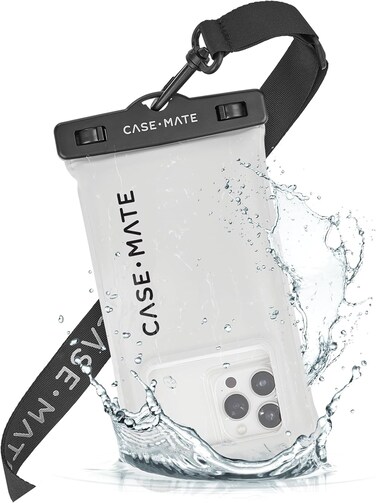 Case-Mate IP68 Waterproof Phone Pouch/Case, Touchscreen Compatible, Floating Waterproof Phone Case With Crossbody Lanyard For iPhone 14 Pro Max/ 13 Pro Max/ 12 Pro Max/ 11/ S22 Ultra, Sand