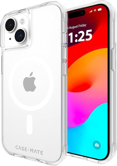 Case-Mate Tough Case With Magsafe Compatible For iPhone 15 2023 6.1" 12-Ft Drop Protection With Anti-Scratch Coating, Wireless Charging- Clear