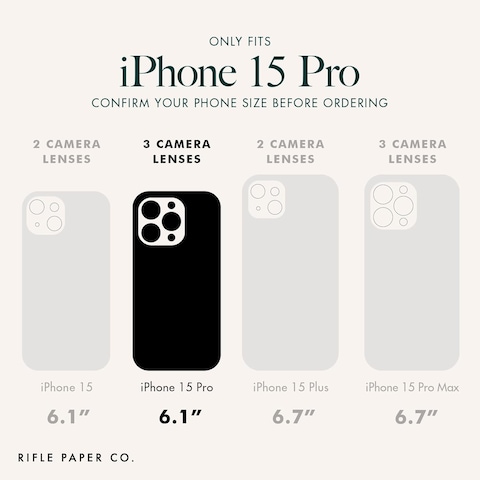 Case-Mate Rifle Paper MagSafe Case Compatible With iPhone 15 Pro, Polycarbonate, Printed In Full Color And Foil Stamped, Imported, Petite Fleurs