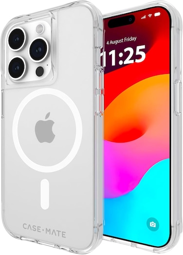 Case-Mate Tough Case With MagSafe Compatible For iPhone 15 Pro 2023 6.1", 12-Ft Drop Protection With Anti-Scratch Coating, Raised Edges, Wireless Charging- Clear