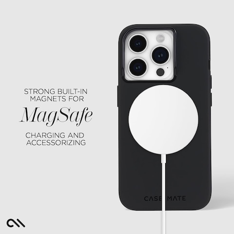 Case-Mate Silicone Case With MagSafe Compatible For iPhone 15 Pro 2023 6.1&quot;, 12-Ft Drop Protection With Anti-Scratch Coating, Wireless Charging- Black