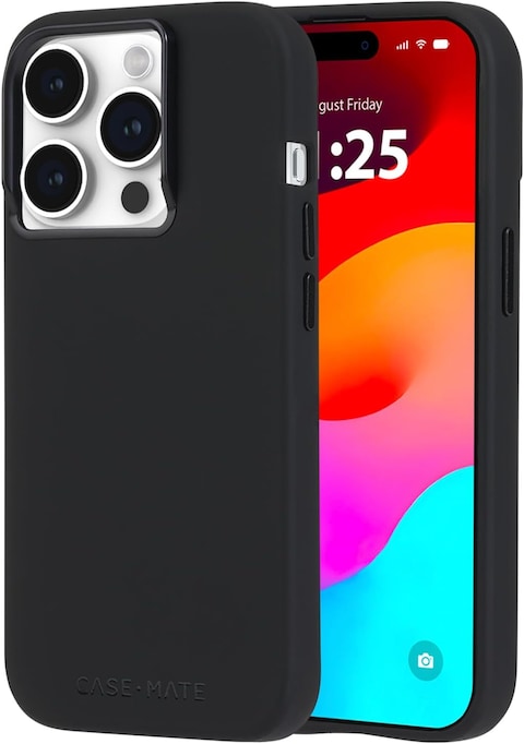 Case-Mate Silicone Case With MagSafe Compatible For iPhone 15 Pro 2023 6.1&quot;, 12-Ft Drop Protection With Anti-Scratch Coating, Wireless Charging- Black