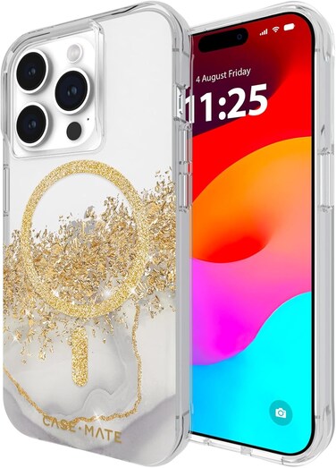 Case-Mate Karat Case With MagSafe Compatible For iPhone 15 Pro 2023 6.1", 12-Ft Drop Protection With Anti-Scratch Coating, Wireless Charging, Marble