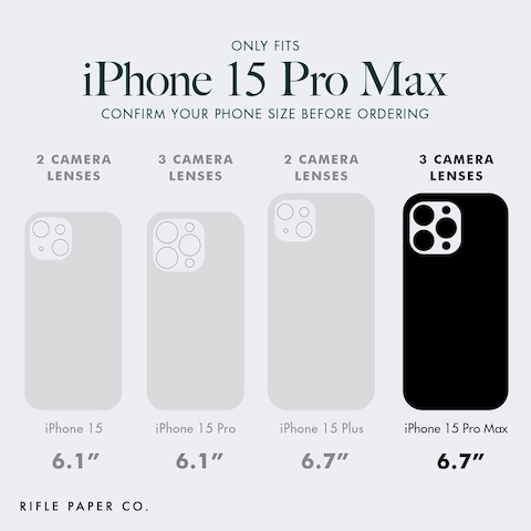 Case-Mate Rifle Paper Case With MagSafe Compatible With iPhone 15 Pro Max, Polycarbonate, Printed In Full Color And Foil Stamped, Imported, Pastel Marguerite