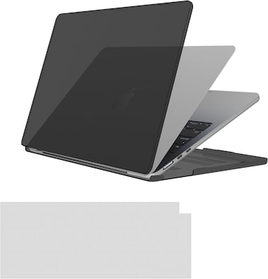 Case-Mate Apple Macbook Air 15" M3/M2 (2024/2023) Snap-On Case, Transparent Hardshell Cover Impact &amp; Scratch Protection, See-Through Apple Logo With Keyboard Cover (US &amp; UK Layout), Smoke