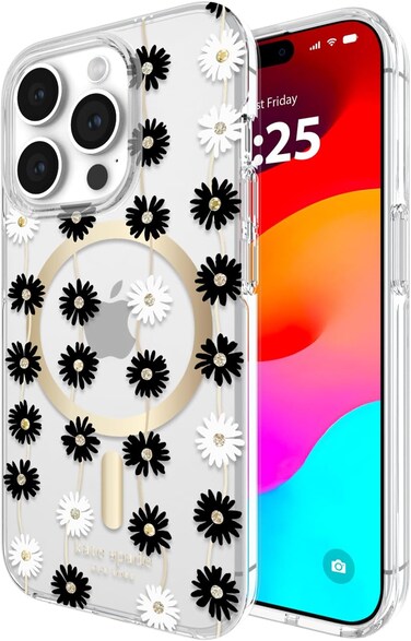 Kate Spade New York Floral Case Compatible With iPhone 15 Pro 2023 6.1", 10Ft Drop Protection Cover, Made From Recycled Materials, MagSafe Wireless Charging Compatible, Daisy Chain