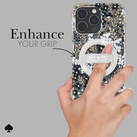 Kate Spade New York Magnetic Phone Loop Grip, Removable And Collapsible, That Sparkle Silver