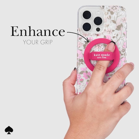 Kate Spade New York Magnetic Phone Loop Grip, Removable And Collapsible, Pom Pom Pink