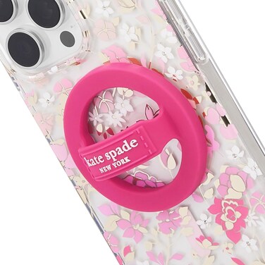Kate Spade New York Magnetic Phone Loop Grip, Removable And Collapsible, Pom Pom Pink