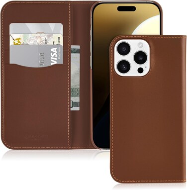 Coach Signature Leather Two Piece Detachable Wallet Folio iPhone 16 Pro Max Case, Compatible With Wireless Charging, Hazelnut