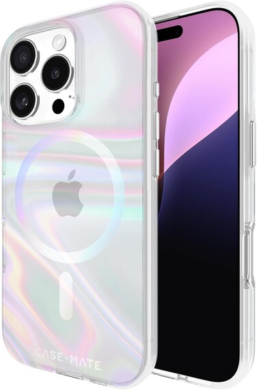 Case-Mate Soap Bubble Case With MagSafe For Apple iPhone 16 Pro 6.3" 2024, 12-Ft Drop Protection With Anti-Scratch Anti Yellowing Coating, Raised Edges, Fashion Case, Wireless Charging, Iridiscent
