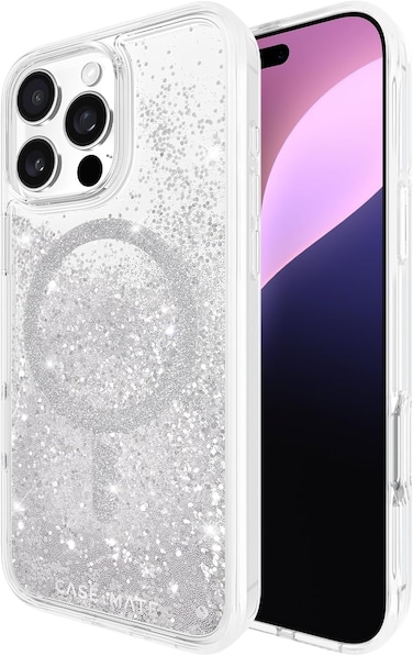 Case-Mate Waterfall Case With MagSafe For Apple iPhone 16 Pro Max 6.9" 2024, 12-Ft Drop Protection With Anti-Scratch Anti Yellowing Coating, Raised Edges, Fashion Case, Wireless Charging, Silver