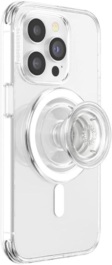 Popsockets Phone Grip Compatible With MagSafe, Adapter Ring For MagSafe Included, Phone Holder, Wireless Charging Compatible, Clear