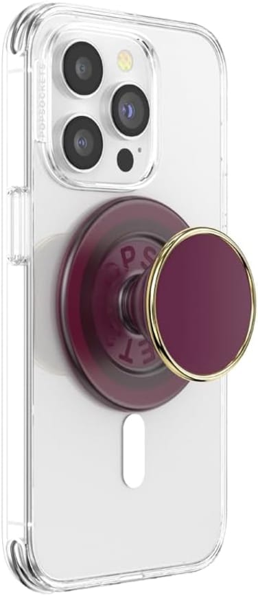 Popsockets Phone Grip With Expanding Kickstand, Compatible With MagSafe, Adapter Ring For MagSafe Included, Wireless Charging Compatible, Red Wine Enamel