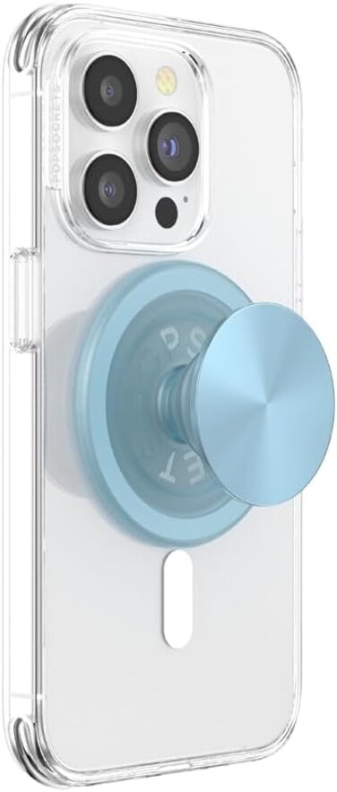 Popsockets Phone Grip With Expanding Kickstand, Compatible With MagSafe, Adapter Ring For MagSafe Included, Wireless Charging Compatible, Blue Sigh