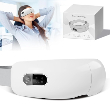 Eye Massager with Heat, Heated Eye Mask with Bluetooth Music &amp; Vibration, Wireless &amp; Portable Massages Eye with 4 Massage Modes and 180&deg; Folding Design for Relieve Eye Strain, Gifts for Mom &amp; Dad

