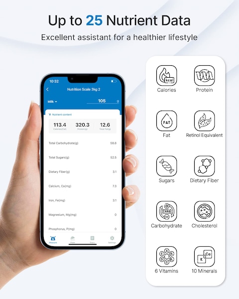 RENPHO Smart Food Scale, Digital Kitchen Scale for Food Ounces and Grams, Coffee Weight Scale with Nutritional Calculator APP for Keto