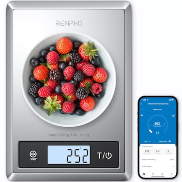RENPHO Smart Food Scale, Digital Kitchen Scale for Food Ounces and Grams, Coffee Weight Scale with Nutritional Calculator APP for Keto