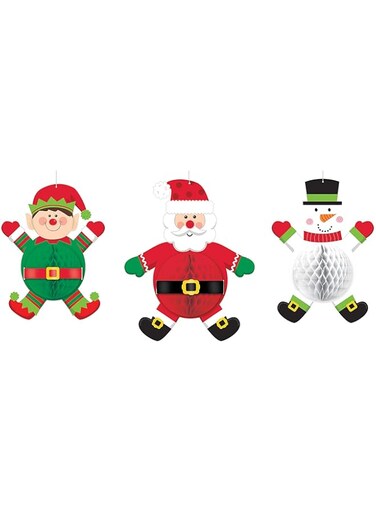 Amscan 290073 Christmas Honeycomb Decorations-3 pcs, One Size