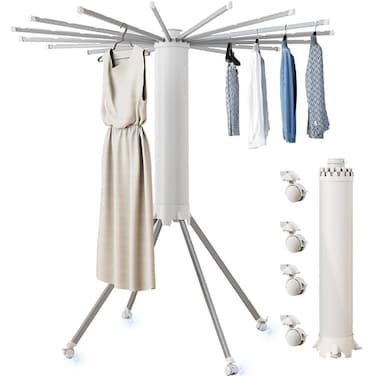 GENNEXT Drying Rack, Octopus Clothing Quadrupod, Collapsible Laundry Drying Stand with Universal Wheel, 360&deg; Rotation, Expandable 16 Dry Rods, Household Portable Compact, Camping Drying Rack