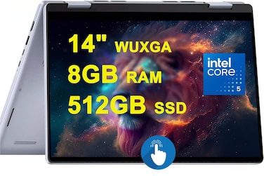 ديل لابتوب انسبيرون 14 7440 2 في 1 بشاشة لمس 14 انش WUXGA ومعالج انتل كور 5 120U وذاكرة RAM 8GB وSSD 512GB وكاميرا خلفية FHD وتقنية الشحن السريع ماكس اوديو برو وويندوز 11 هوم، ازرق