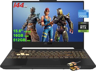 ASUS TUF F15 Gaming Laptop 15.6" FHD IPS 144Hz (MUX Switch + Optimus) Intel 12-core i5-12500H (Beats i7-11800H) 16GB RAM 512GB SSD GeForce RTX 3050 Backlit Thunderbolt4 USB-C Win11 w/ICP Accessory