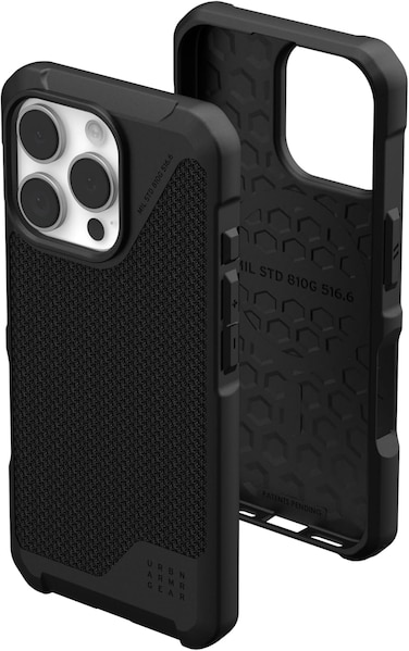 Urban Armor Gear UAG Metropolis LT MagSafe compatible for iPhone 16 PRO case cover [18 Feet Drop tested] - Kevlar Black