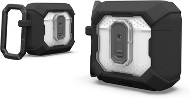 Urban Armor Gear UAG Plasma for AirPods 4 case cover (2024) Rugged Hard Shell Military Grade with Secure Lock &amp; Carabiner - Black