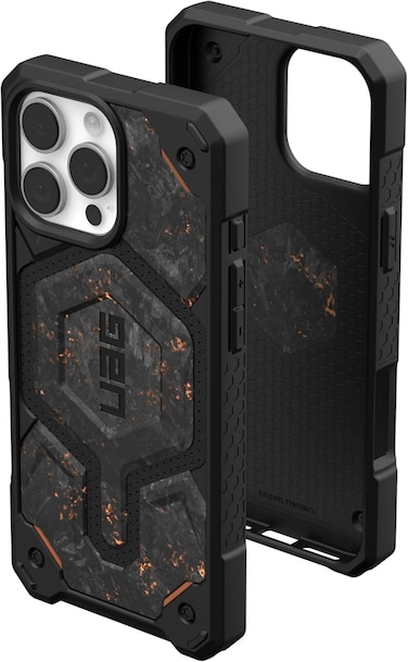 Urban Armor Gear UAG [Limited Edition] Monarch Pro MagSafe compatible for iPhone 16 Pro MAX case cover [25 Feet Drop tested] - Forged Carbon Fiber with Copper