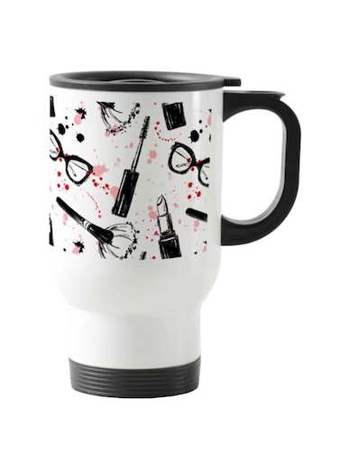 Makeup And Fashion Printed Travel Mug White 13centimeter